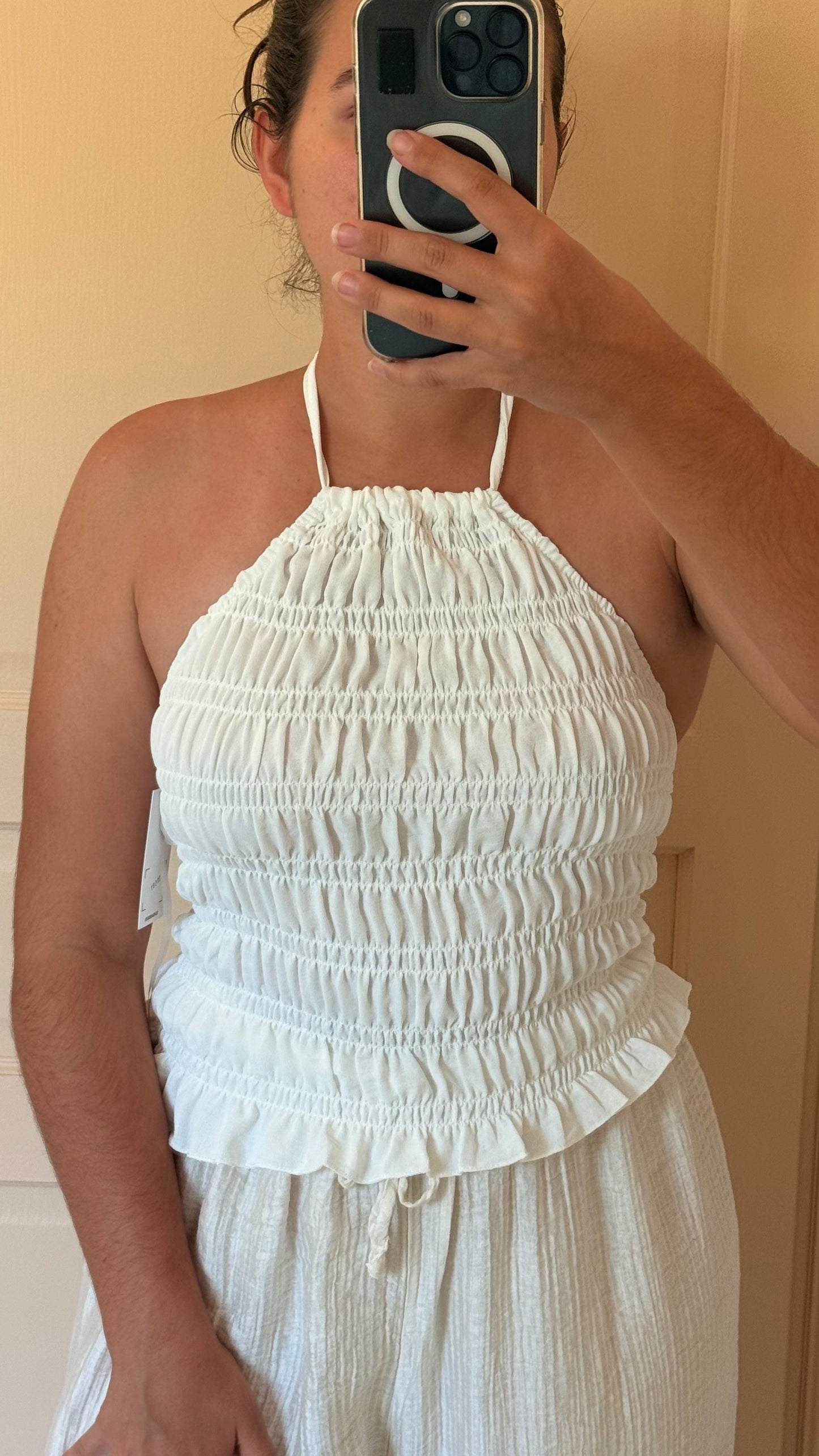 Top smocké blanc