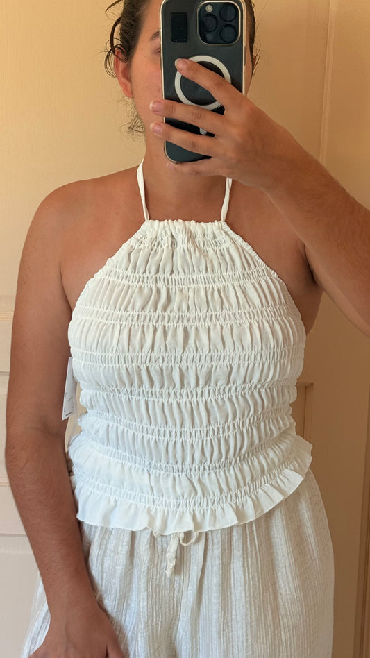 Top smocké blanc