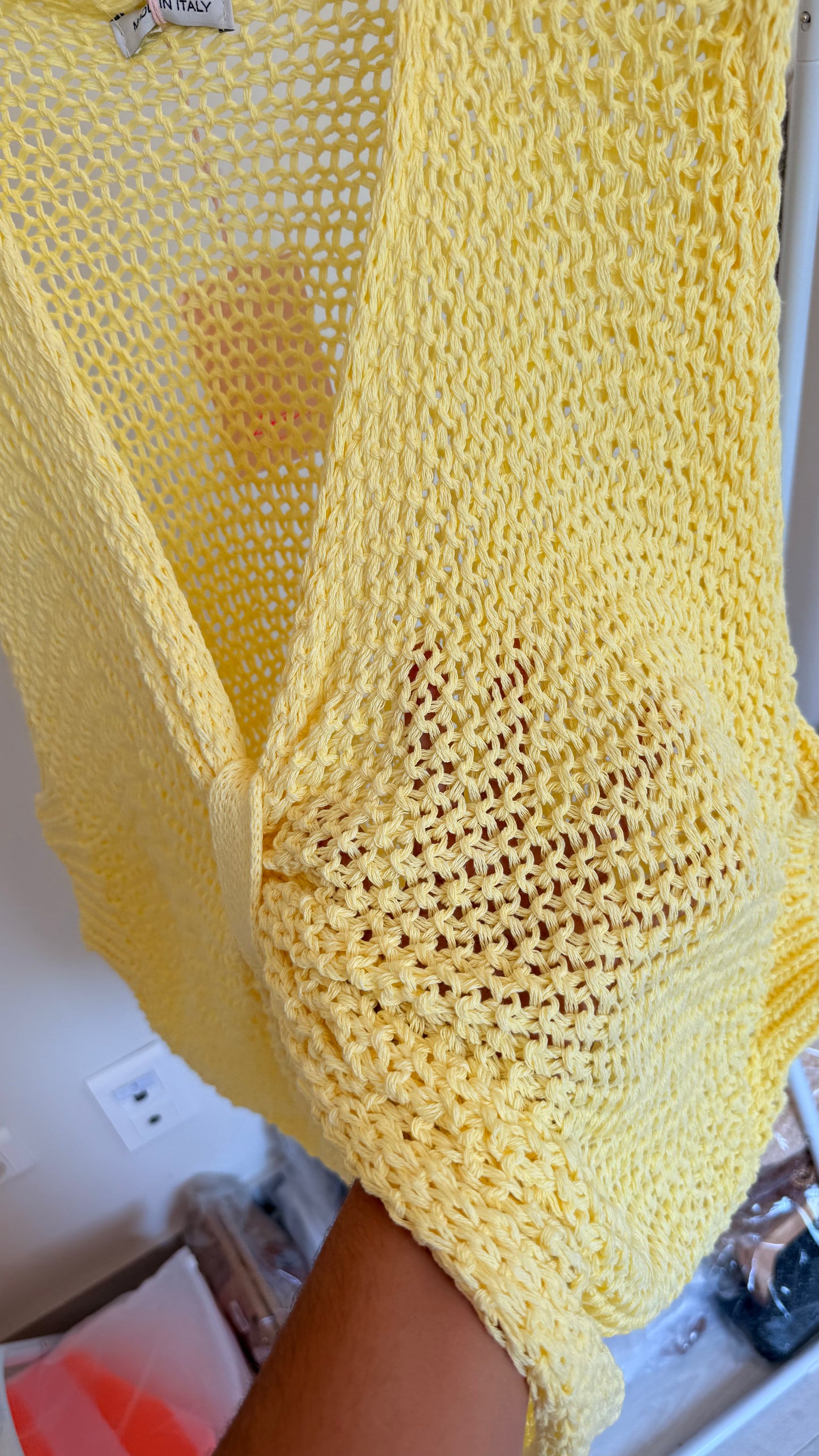 Gilet crop jaune en maille