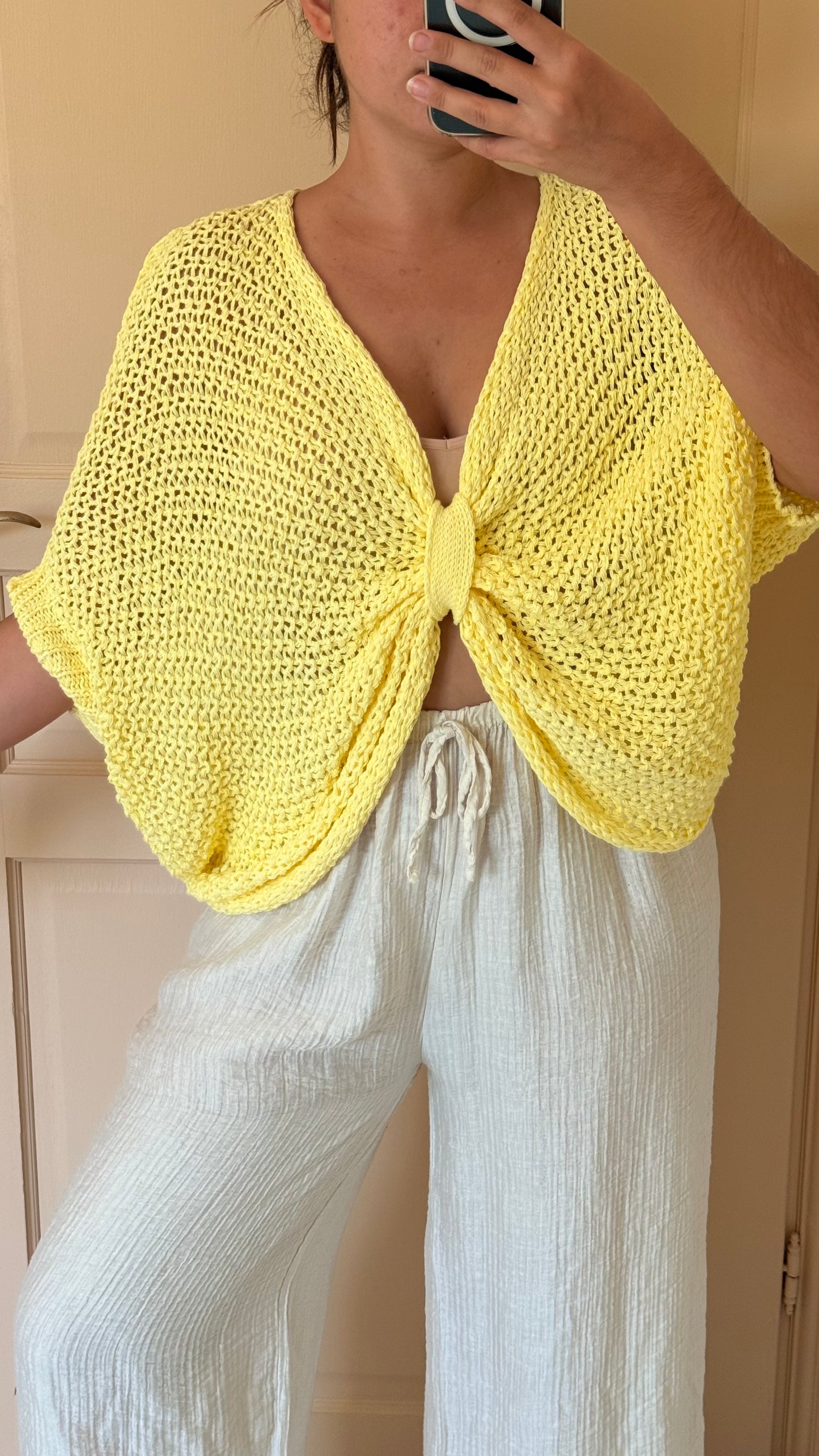 Gilet crop jaune en maille