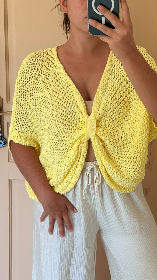 Gilet crop jaune en maille