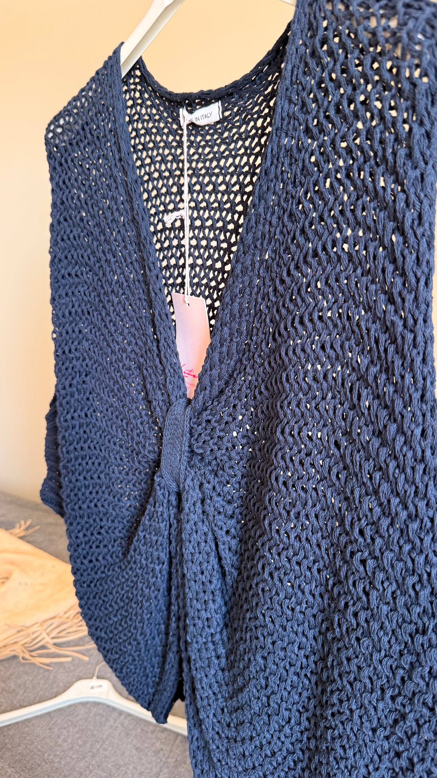 Gilet crop marine en maille