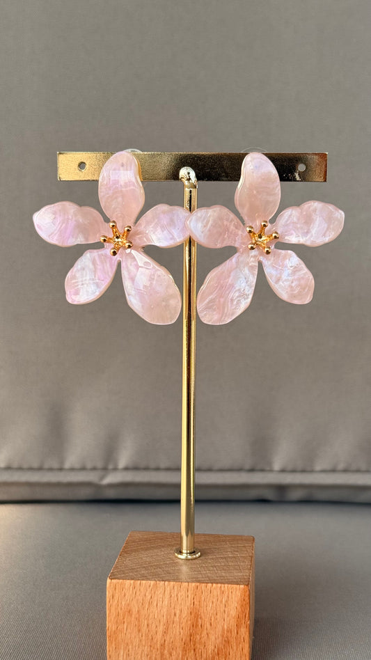 Boucles d’oreilles fleur rose